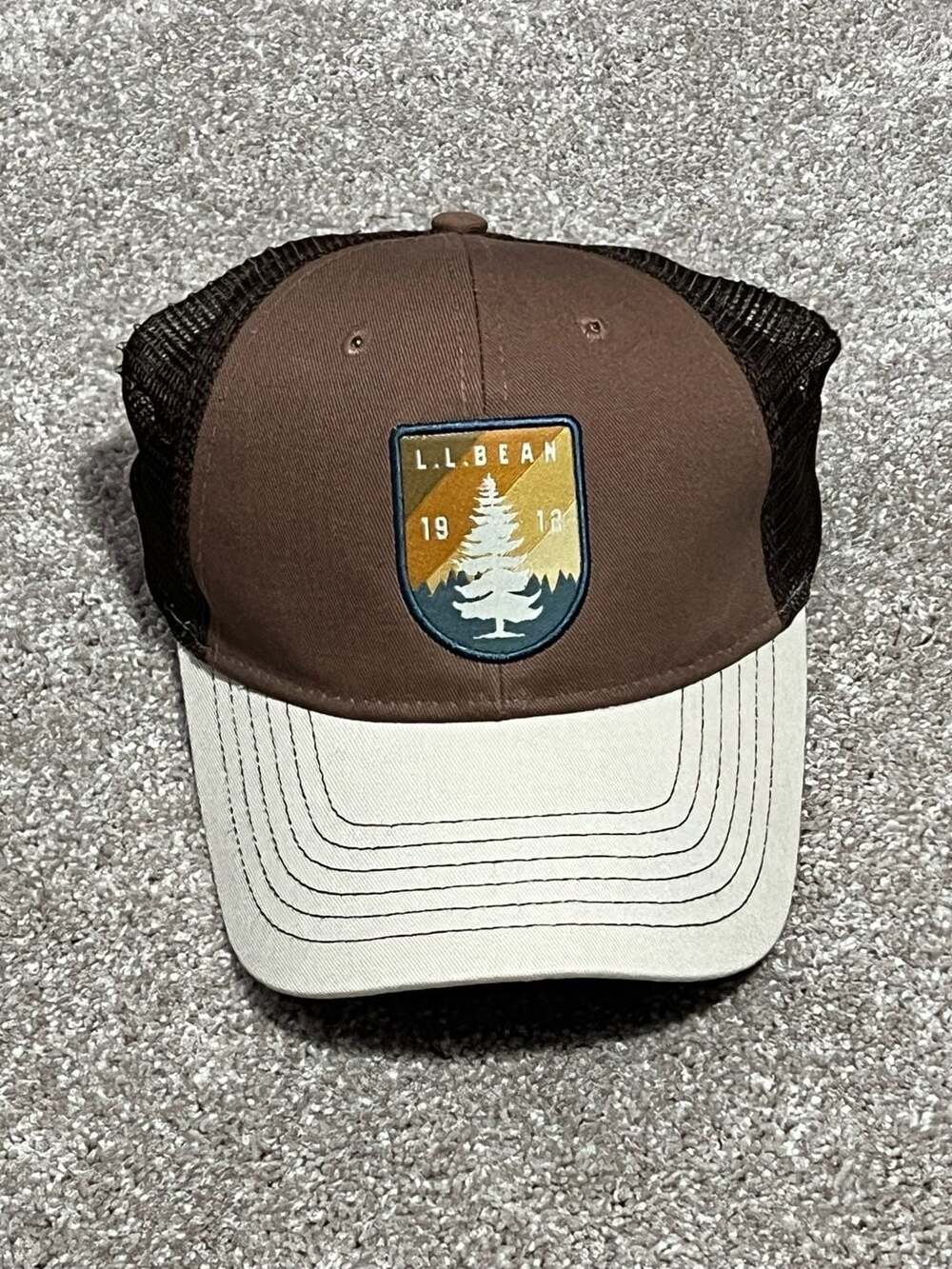 L.L.Bean Men's Adult Trucker Hat 1912 Katahdin Logo Mesh Back Snapback